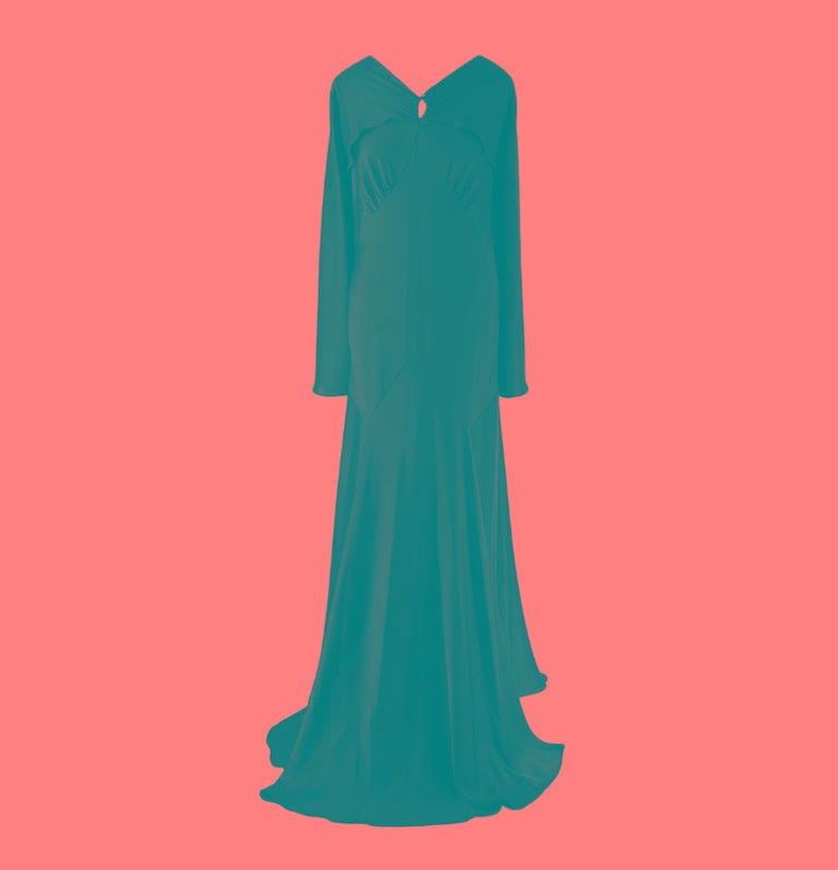 slim fit dress slacks PACO RABANNE WOMEN Robe Long Dress Green  MAISONDEFASHION.COM