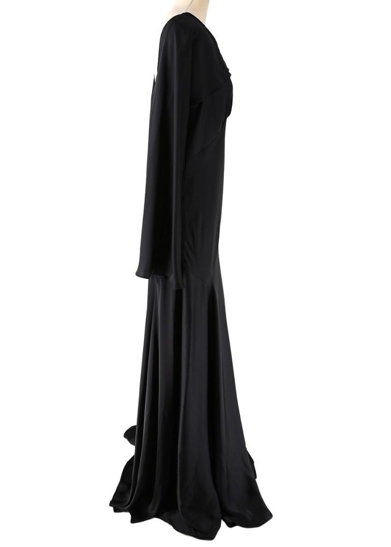 Paco Rabanne Woman Open-back Layered Satin Gown US 8 For Sale at 1stDibs