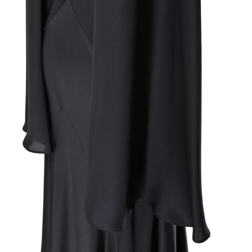 Black Paco Rabanne Woman Open-back Layered Satin Gown US 8 For Sale