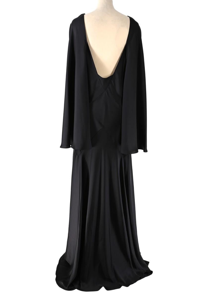 Paco Rabanne Woman Open-back Layered Satin Gown US 8 In Excellent Condition For Sale In London, GB