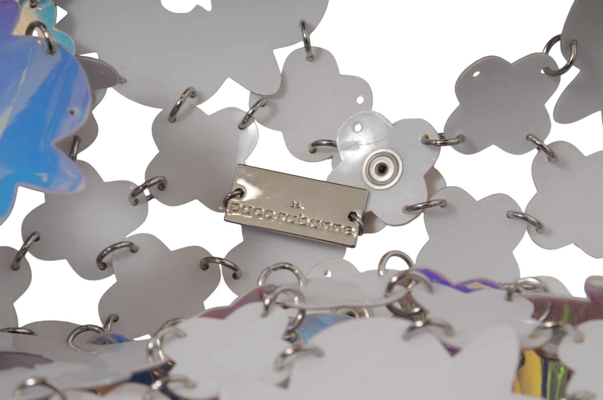 Paco Rabanne Donna Daisy Chain Link Top FR 36 US Small Blue Iridiscent Chainmail in vendita 6