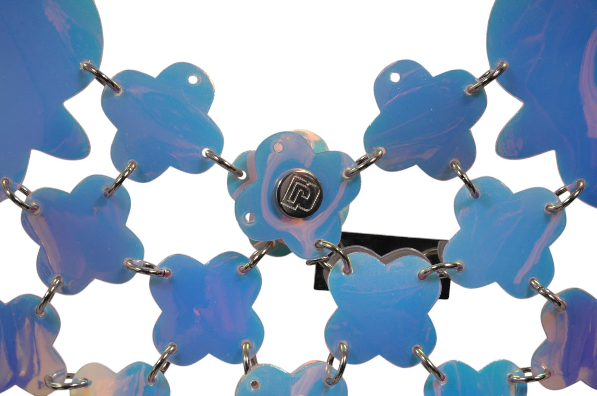 Paco Rabanne Donna Daisy Chain Link Top FR 36 US Small Blue Iridiscent Chainmail in vendita 1