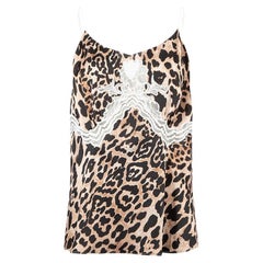 Used Paco Rabanne Women's Leopard Print Lace Trim Camisole Top