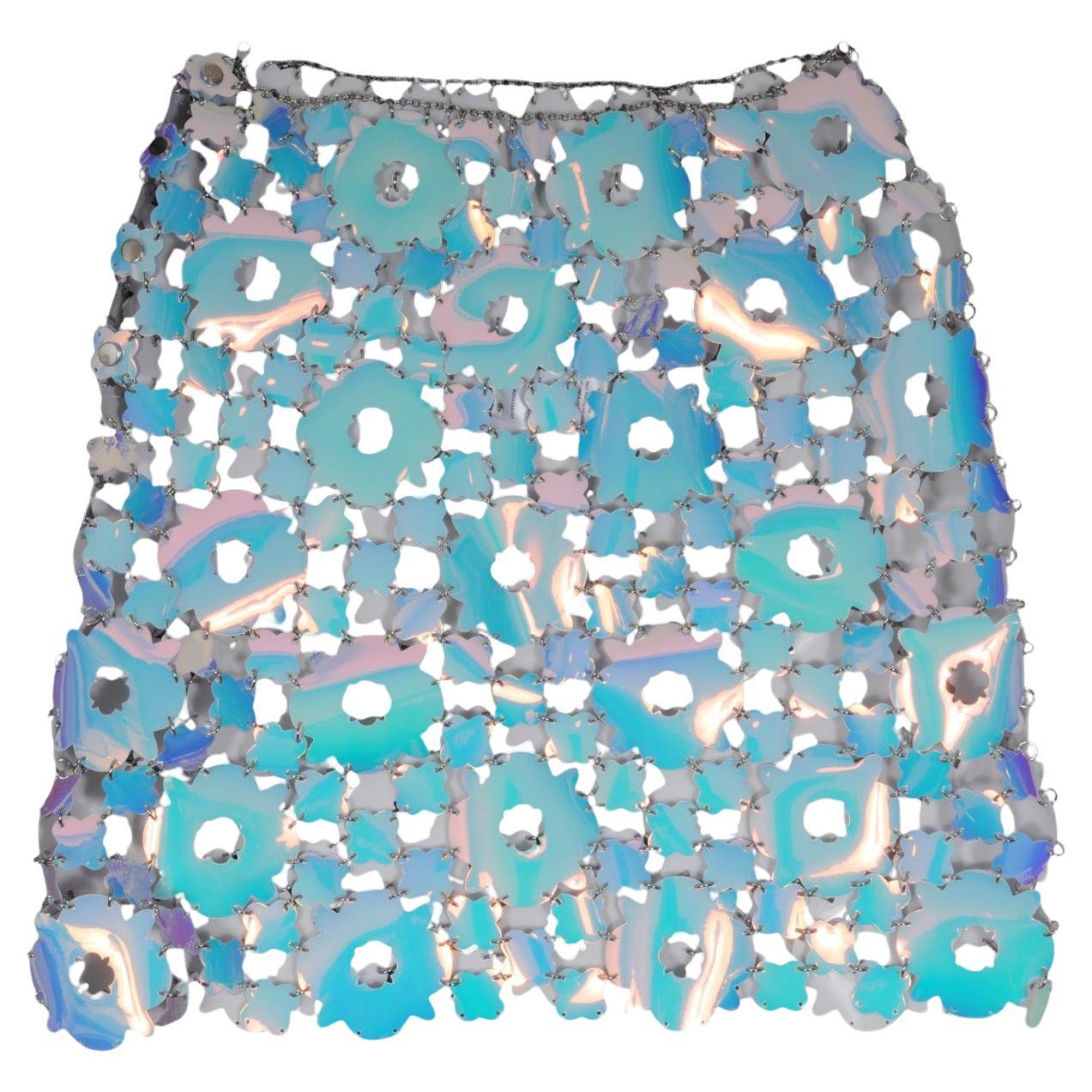 Paco Rabanne Womens Mini Skirt Size FR 36 US Small Iridiscent Daisy Chain Link im Angebot