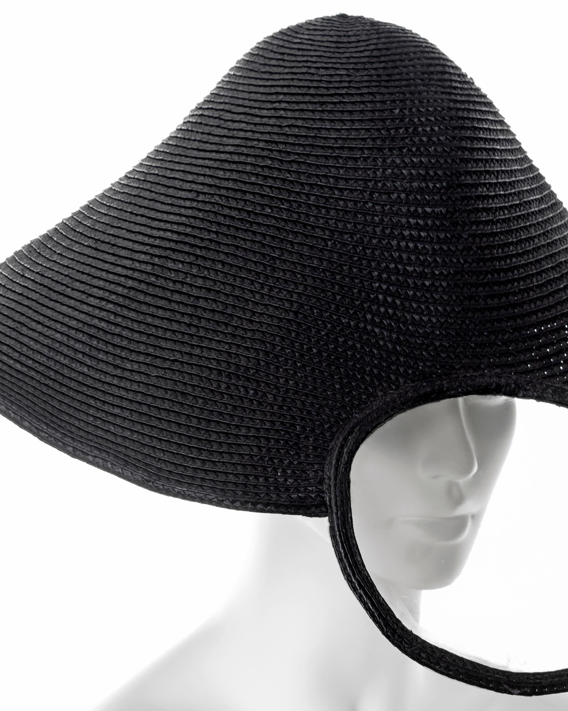 Paco Rabanne x Regis Haute Couture black straw hat with vinyl visor, ss 1994 7