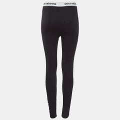 Paco Rabbane Black Jersey Logo Tape Detail Leggings L