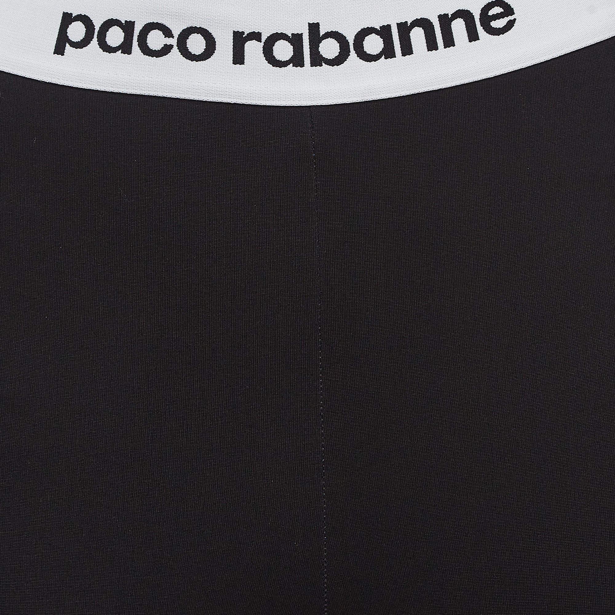 Paco Rabbane Black Jersey Logo Tape Detail Leggings L In Good Condition For Sale In Dubai, Al Qouz 2