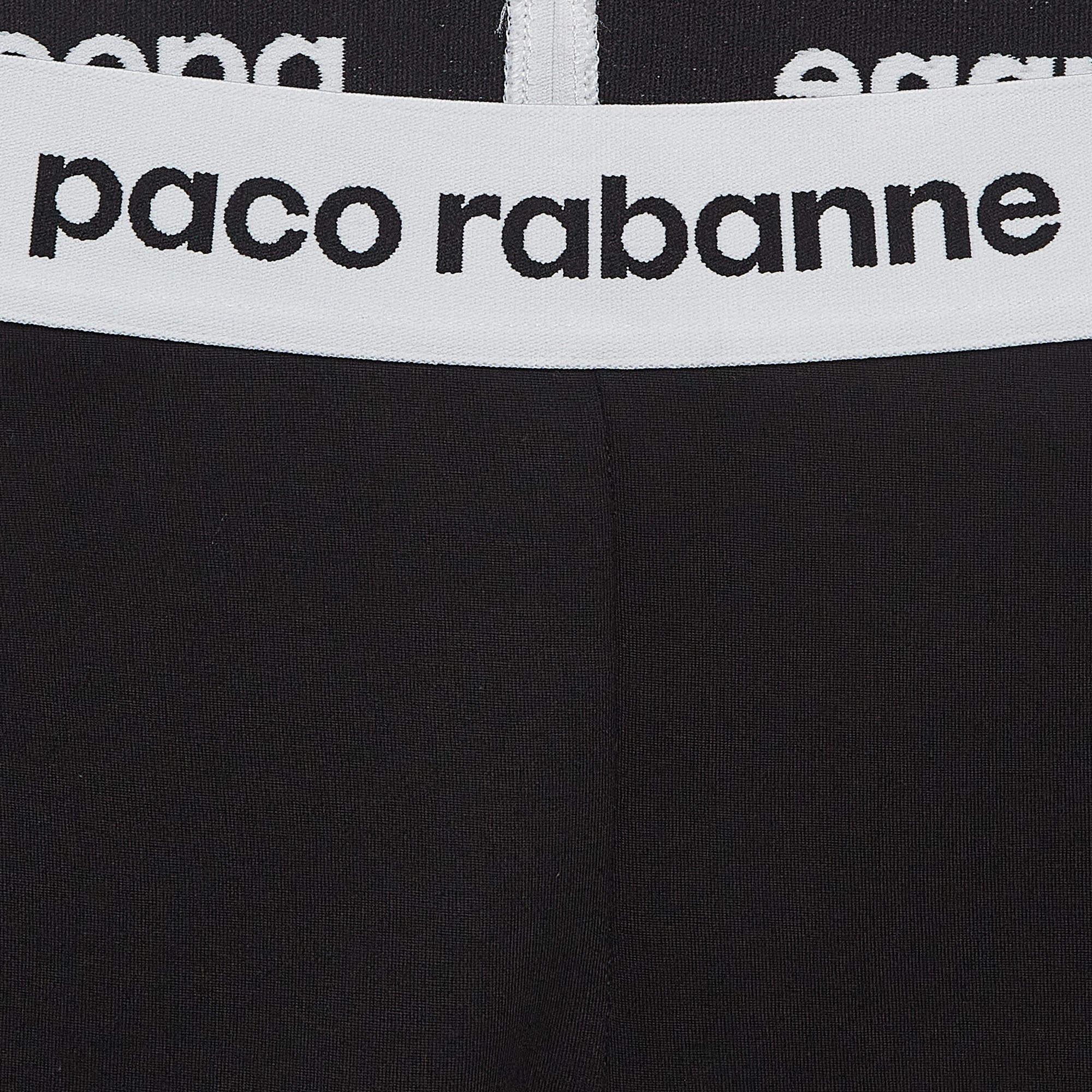 Women's Paco Rabbane Black Jersey Logo Tape Detail Leggings L For Sale