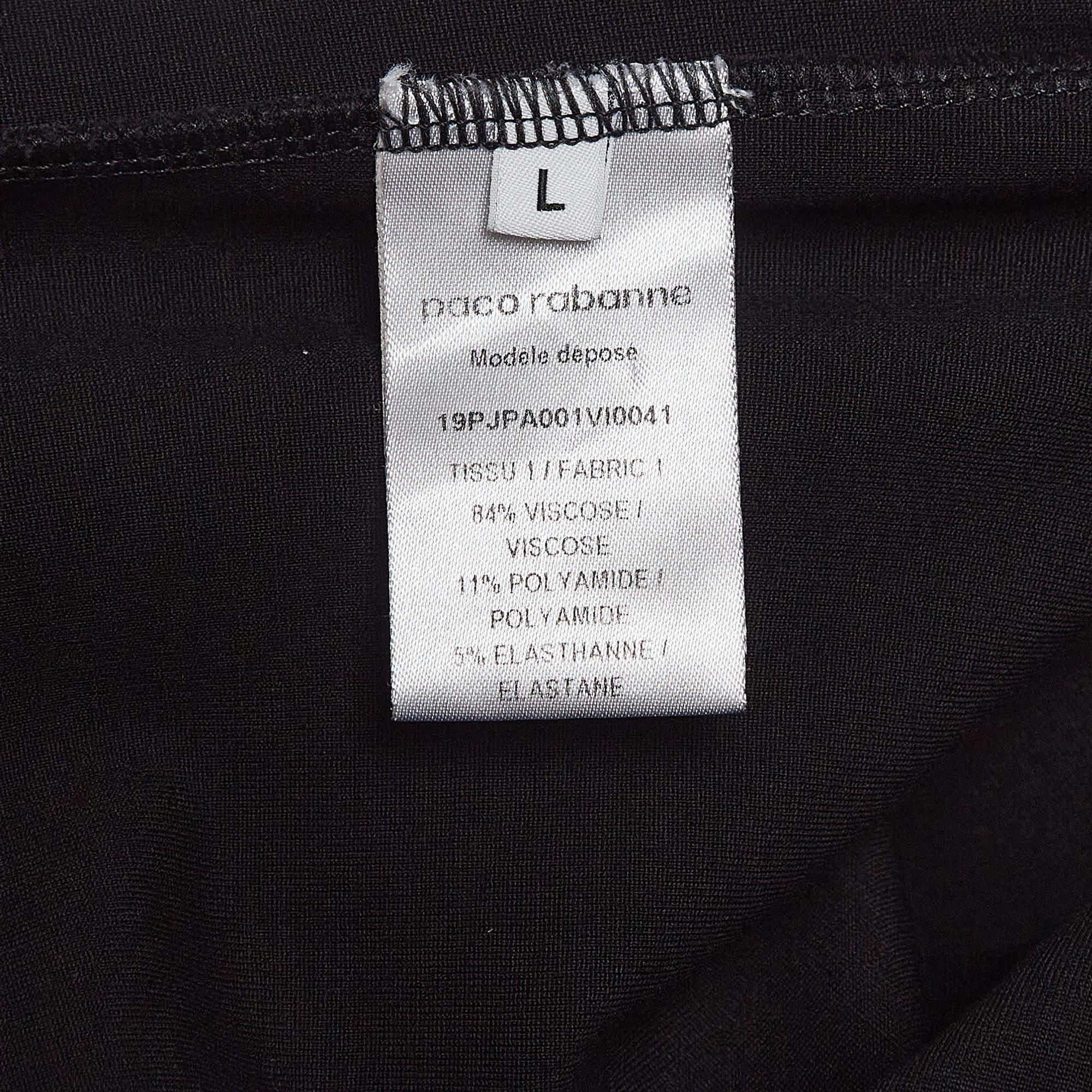 Paco Rabbane Black Jersey Logo Tape Detail Leggings L For Sale 2