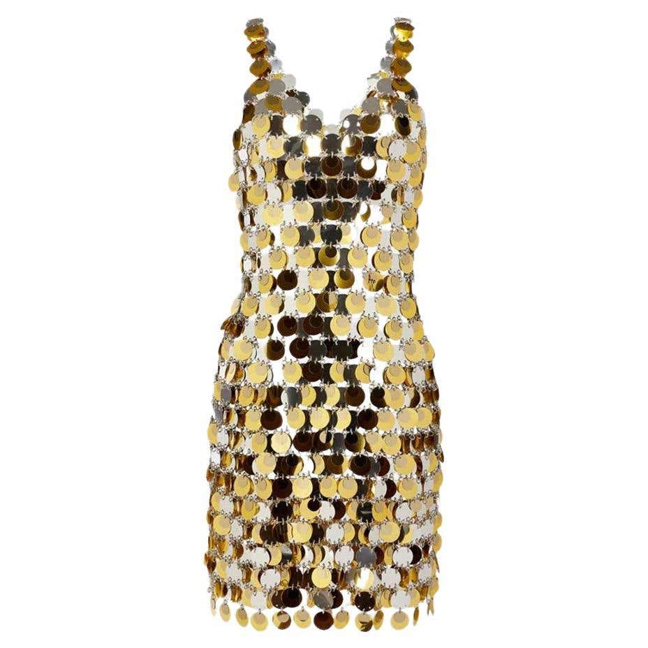 Paco Rabanne Pearl and Metal Link Mini Dress French Couture at 1stDibs ...