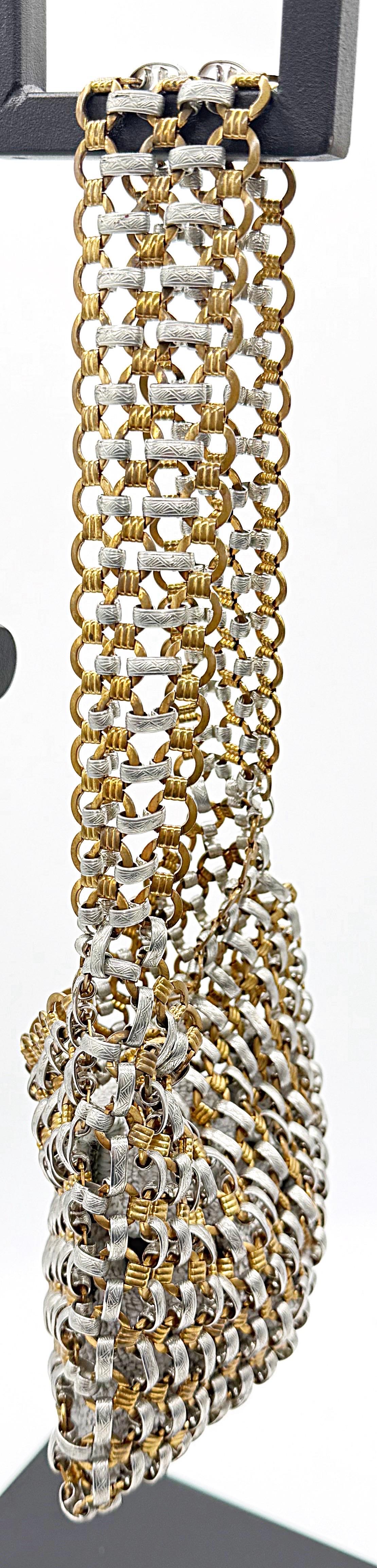 Paco Robanne 1960s Chain Link Silver and Gold Metal Evening Bag Handbag Purse For Sale 1