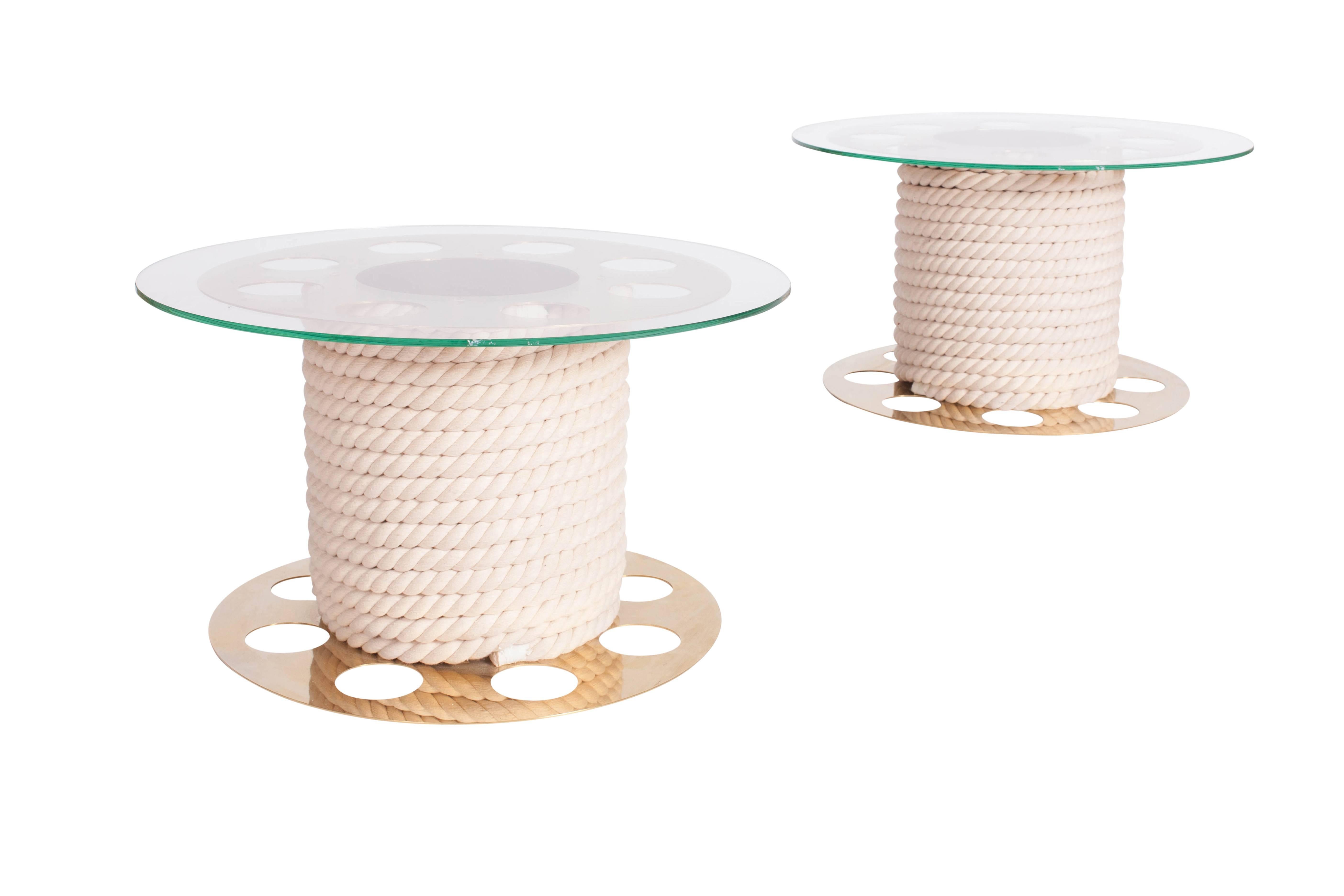 French Hollywood regency side tables by Paco Rabanne