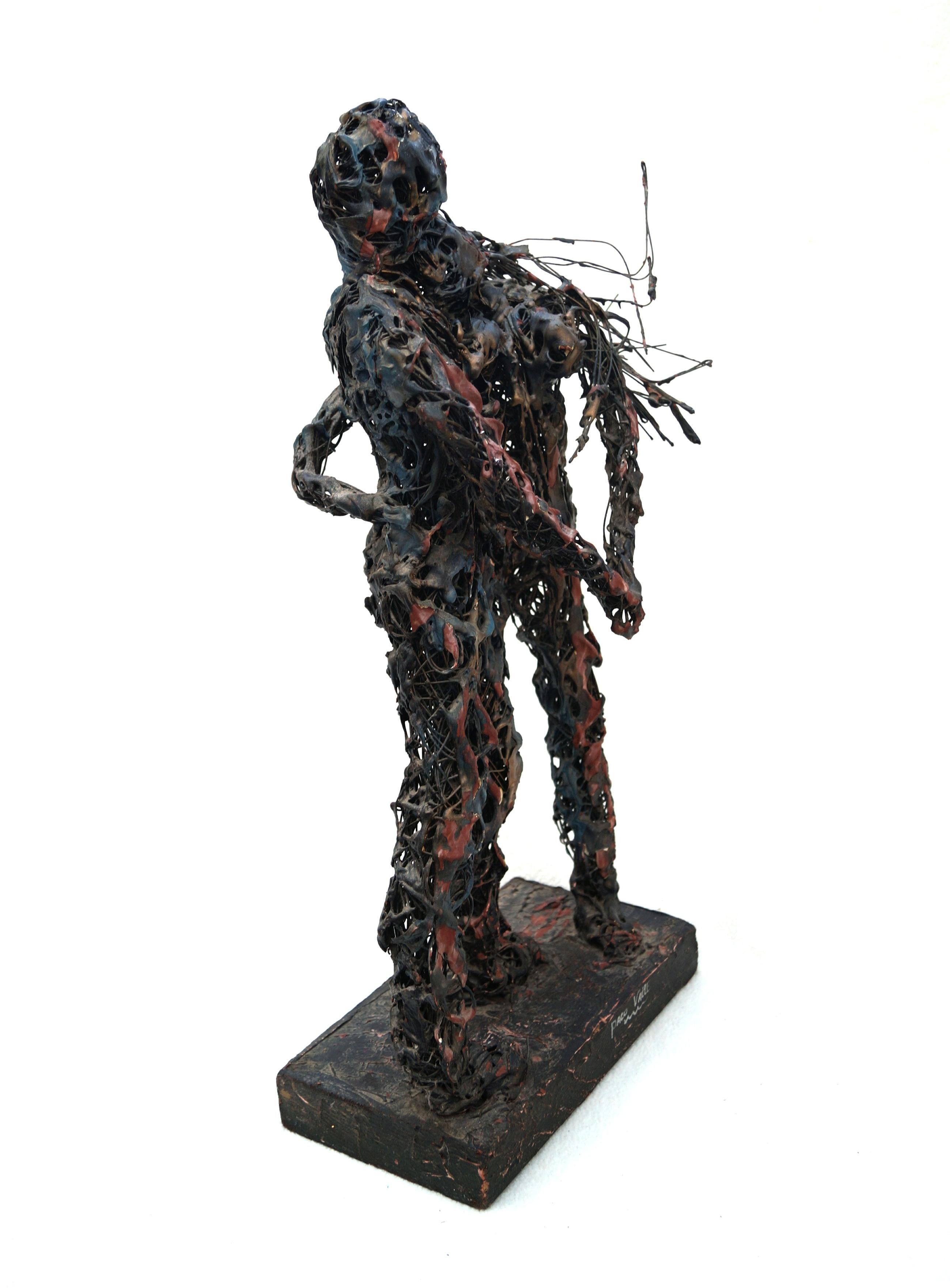 Paco Valle Brutalist Metal Wire Sculpture Man And Woman Paul Evans Style For Sale 5
