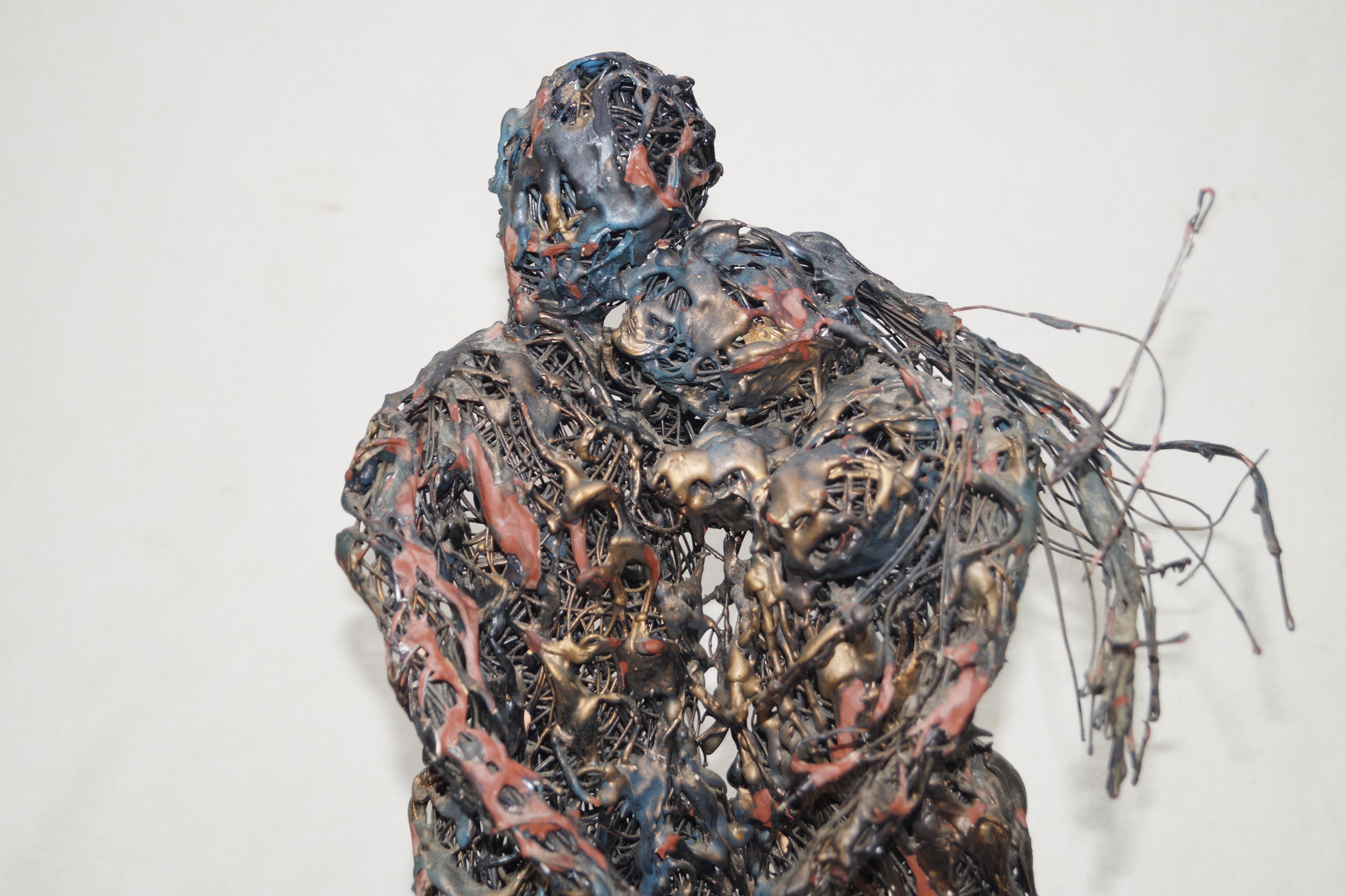 Paco Valle Brutalist Metal Wire Sculpture Man and Woman Paul Evans Style en vente 4