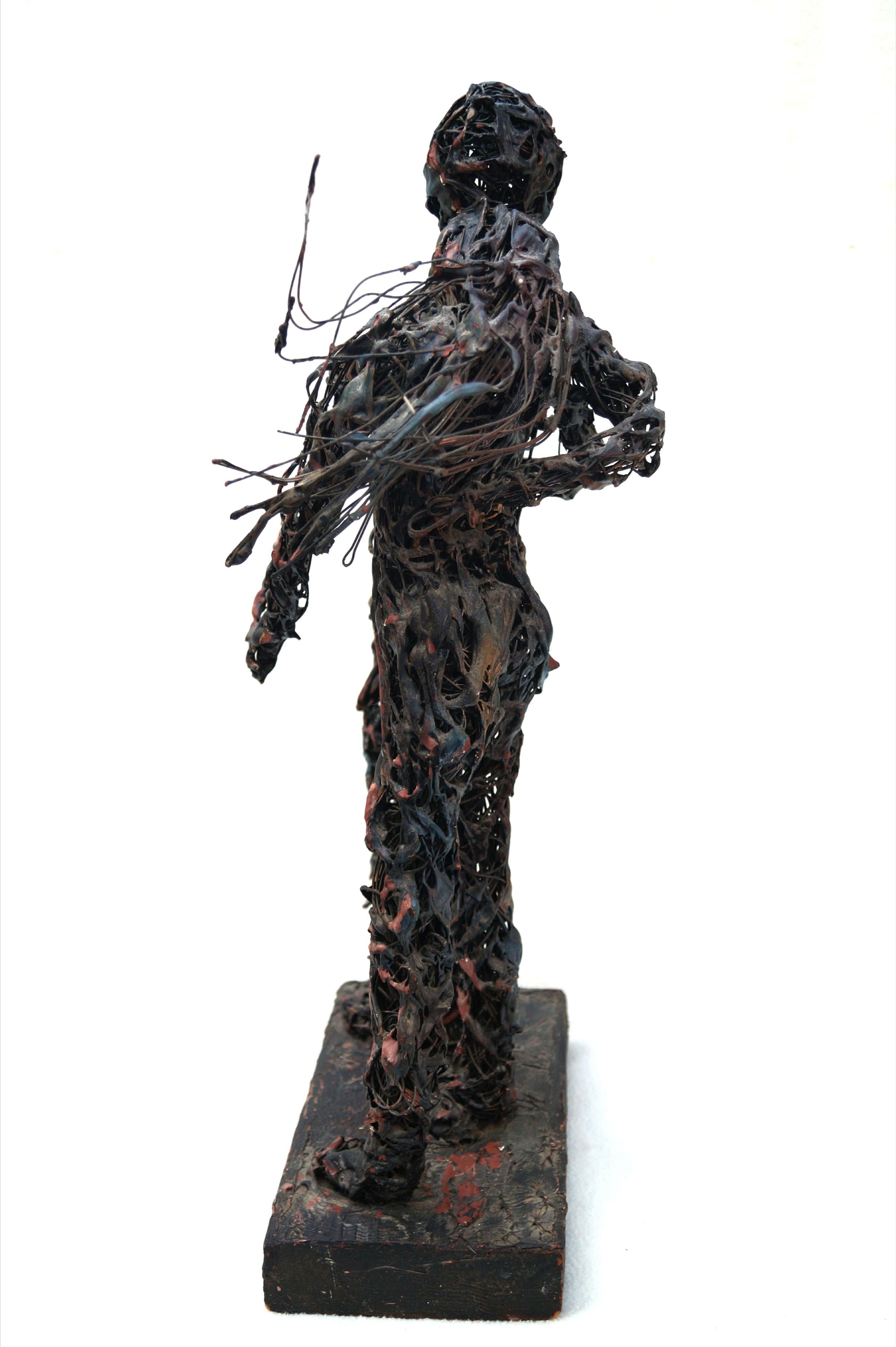 Milieu du XXe siècle Paco Valle Brutalist Metal Wire Sculpture Man and Woman Paul Evans Style en vente