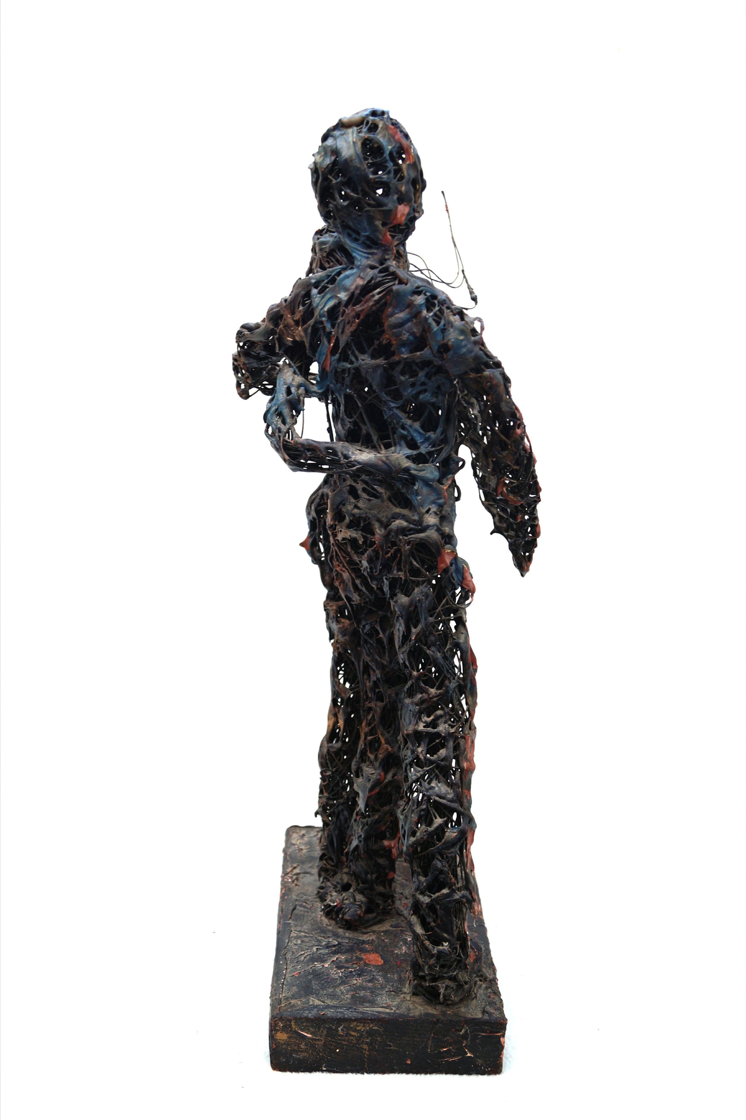 Paco Valle Brutalist Metal Wire Sculpture Man and Woman Paul Evans Style en vente 2