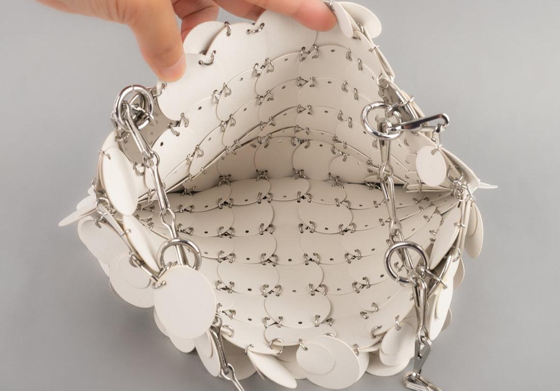 Paco White Pastilles Rabanne Silvery Metal Bag 3