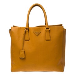 Pada Orange Saffiano Leather Convertible Open Tote