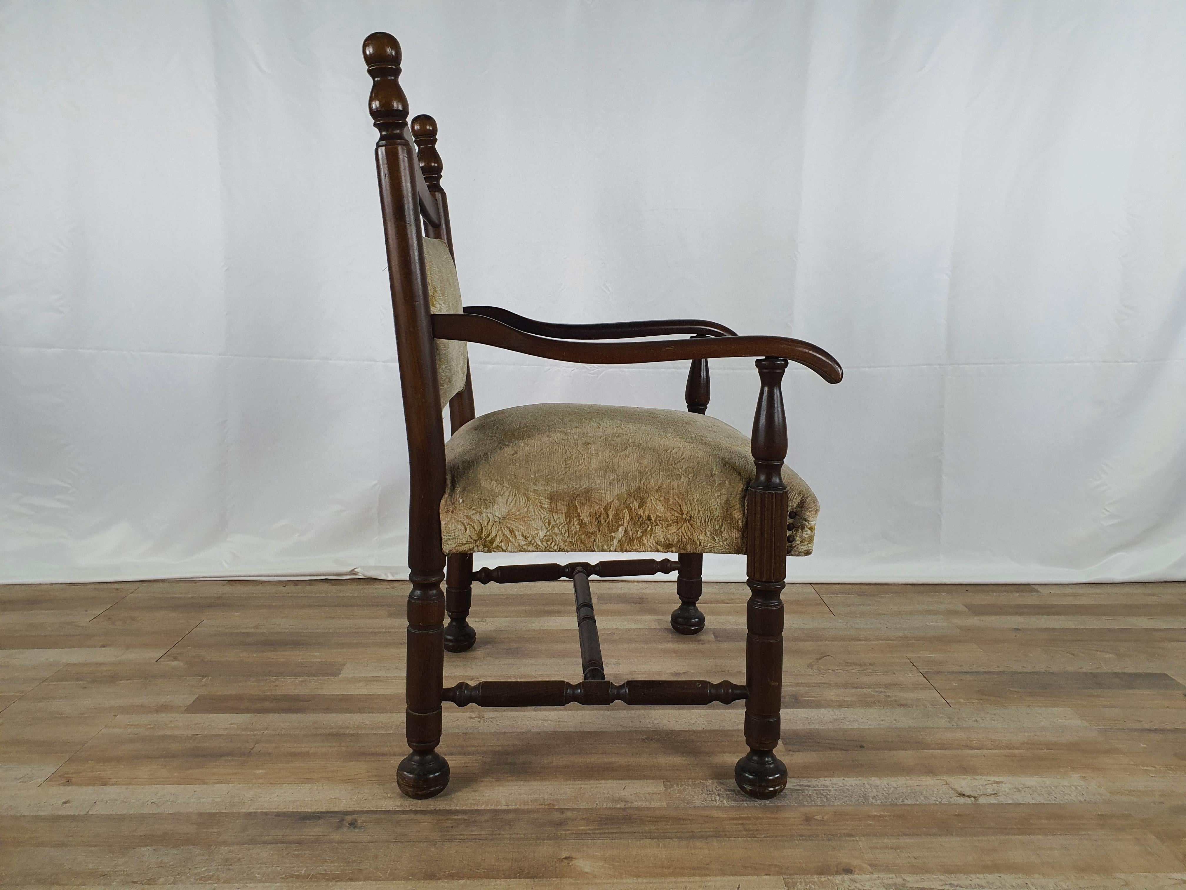 French Provincial Padded Armchair in Walnut
