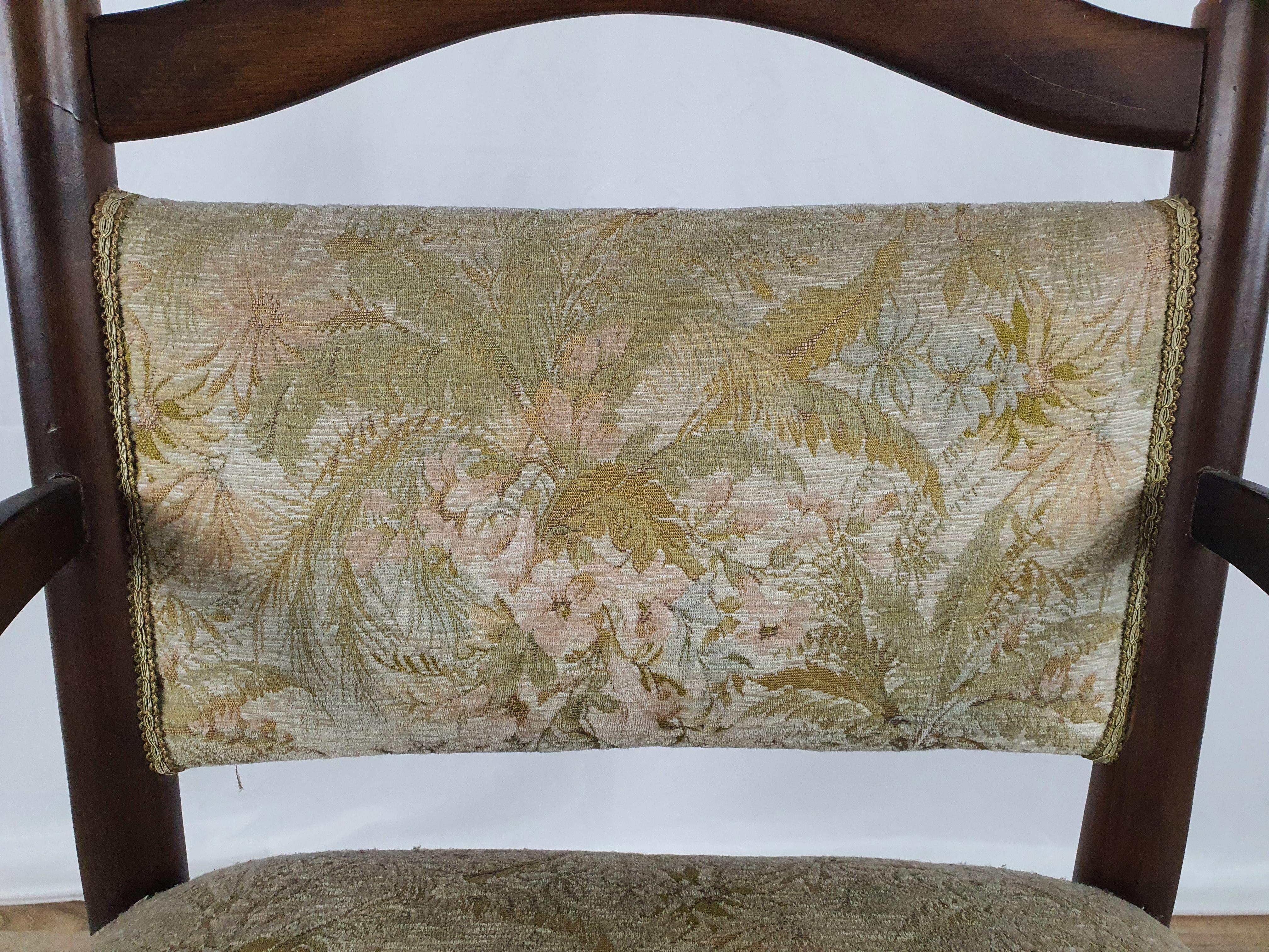Fabric Padded Armchair in Walnut