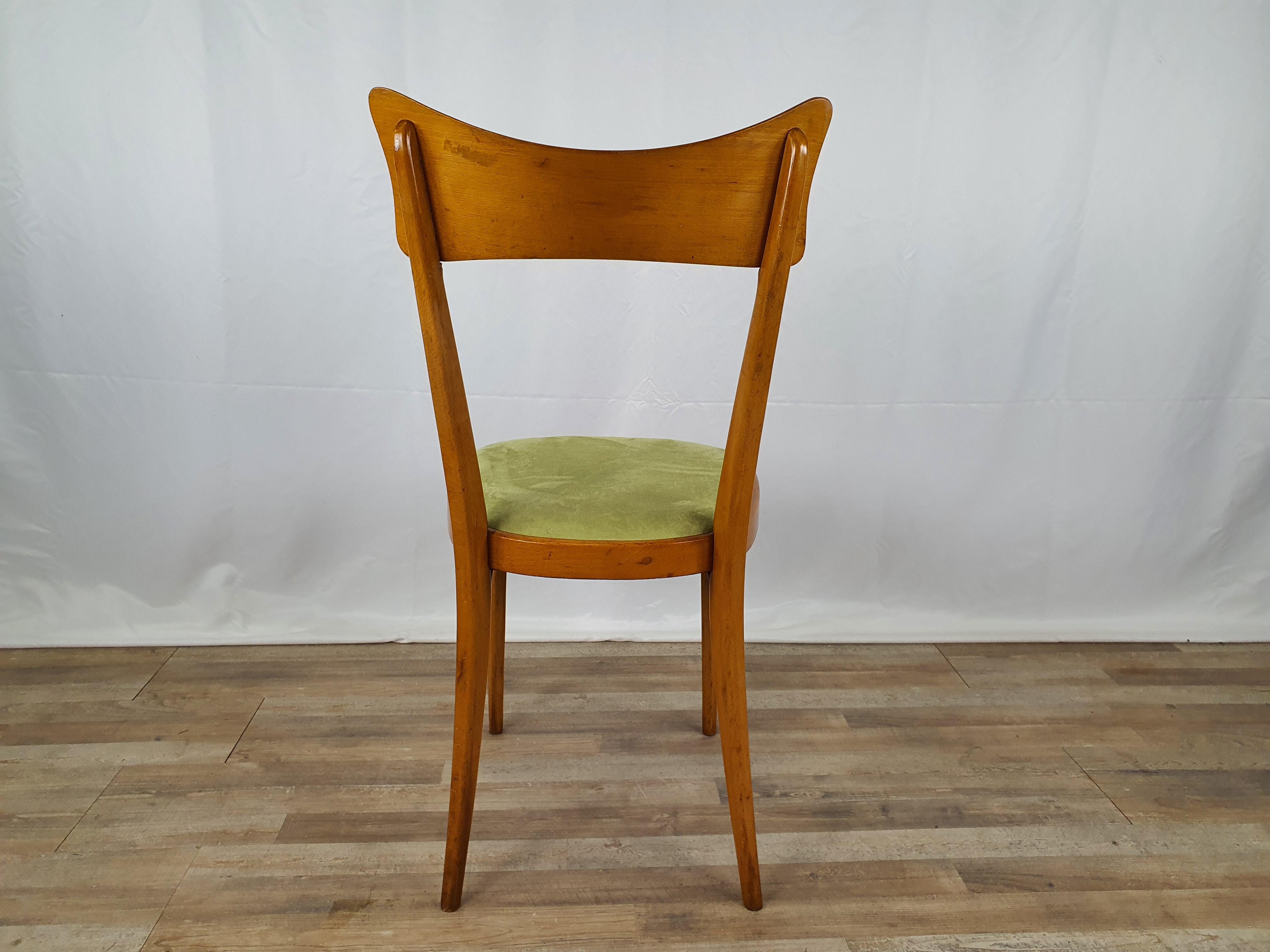 Mid-Century Modern Padded Beech Chair from the 1950s