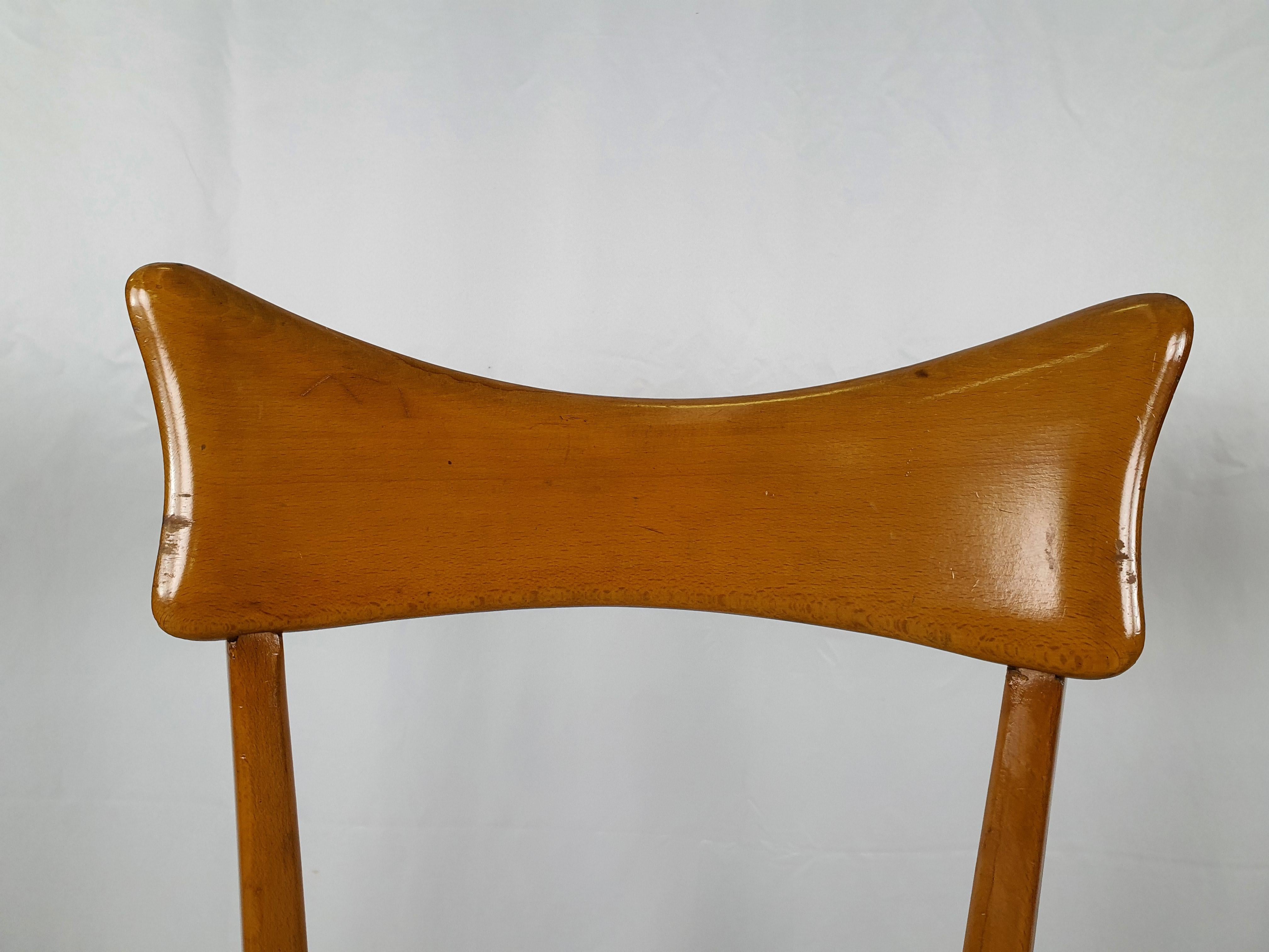 Padded Beech Chair from the 1950s In Good Condition In Premariacco, IT