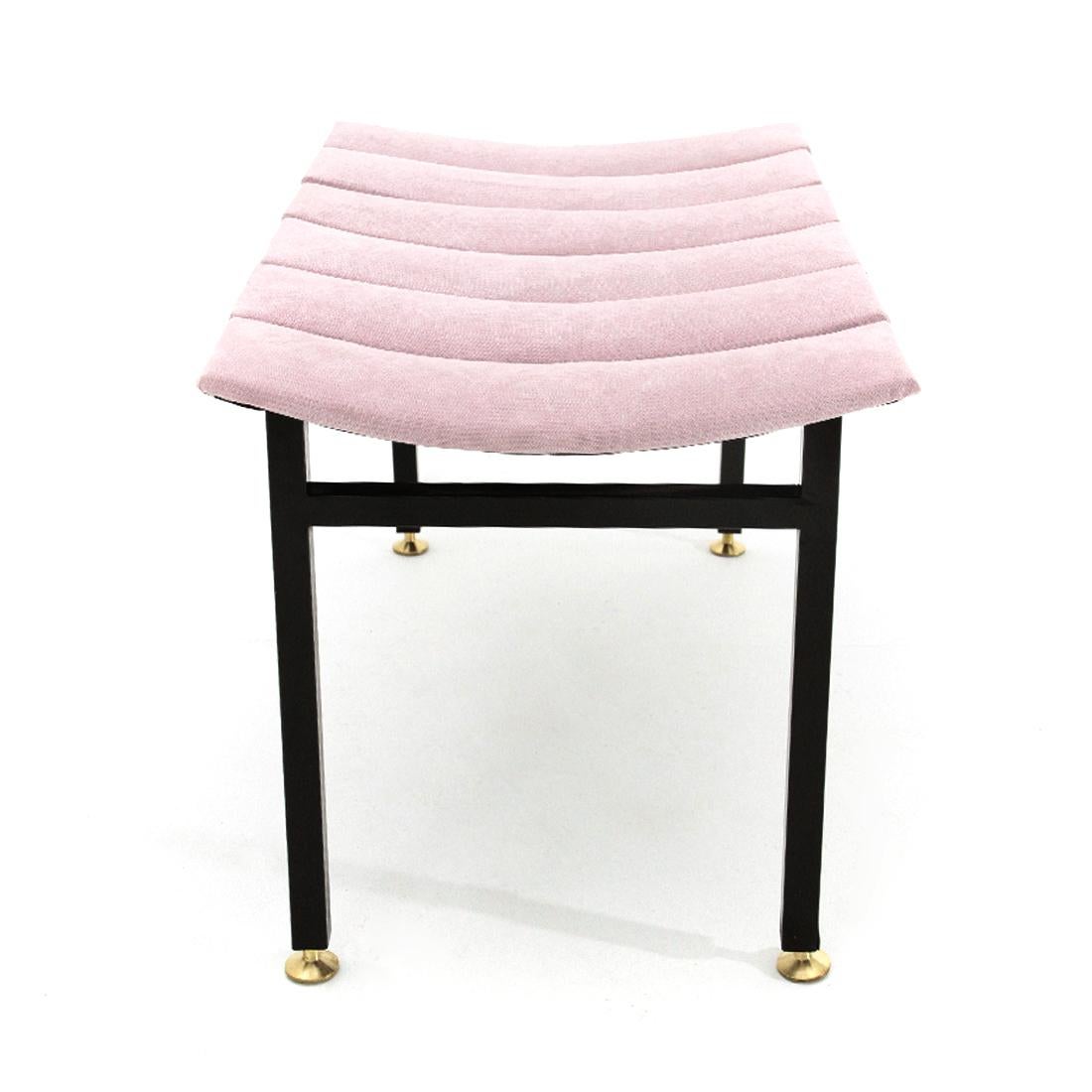 Padded Bench in Pink Velvet, 1950s In Good Condition In Savona, IT
