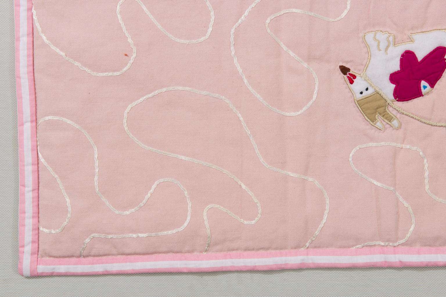 Gepolsterte bestickte Decke Quilt Patchwork für Baby Mädchen (Handgewebt) im Angebot