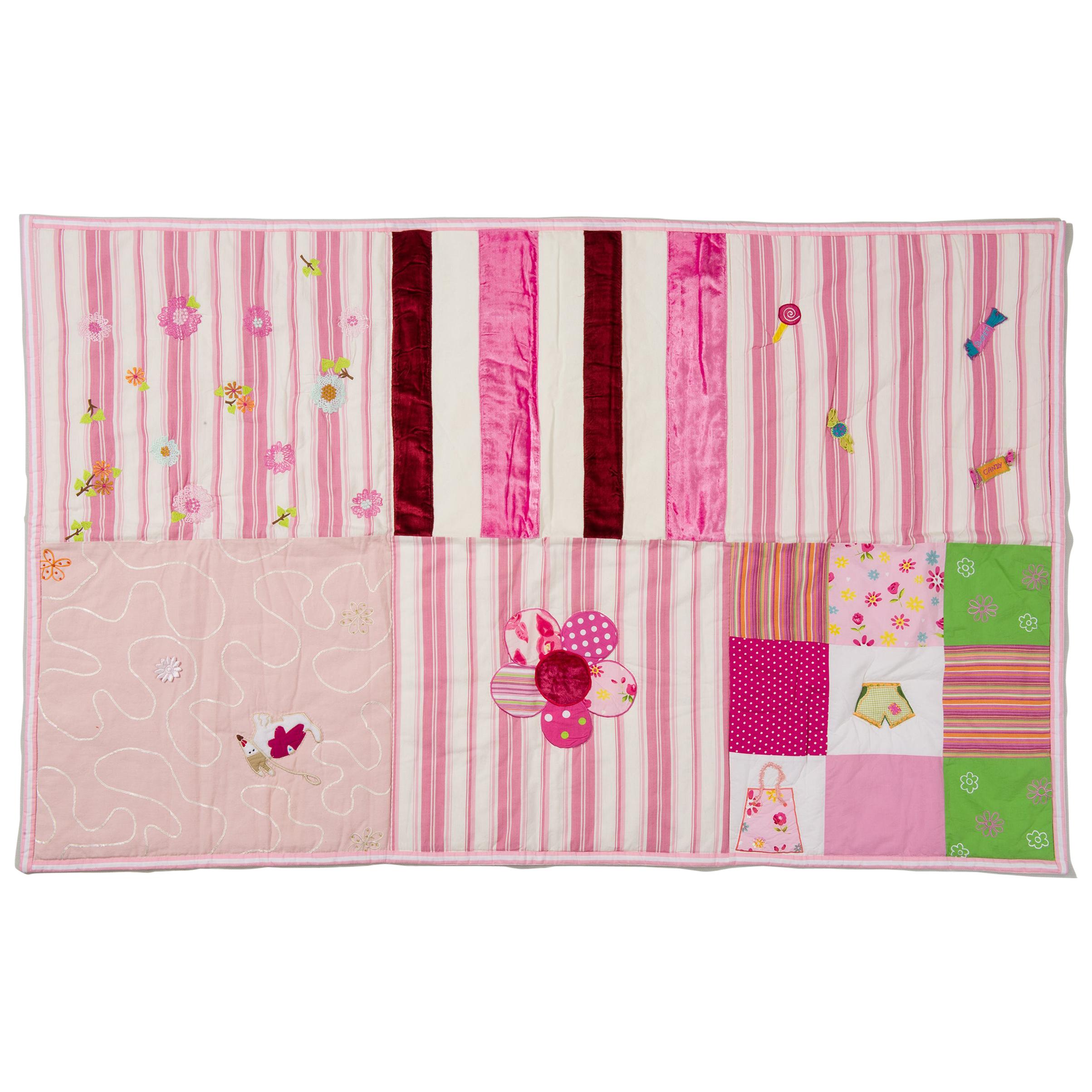 Gepolsterte bestickte Decke Quilt Patchwork für Baby Mädchen im Angebot
