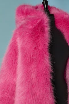 Maxi cappotto imbottito in pelliccia sintetica rosa neon ALEXANDRE VAUTHIER COUTURE SS2023 New