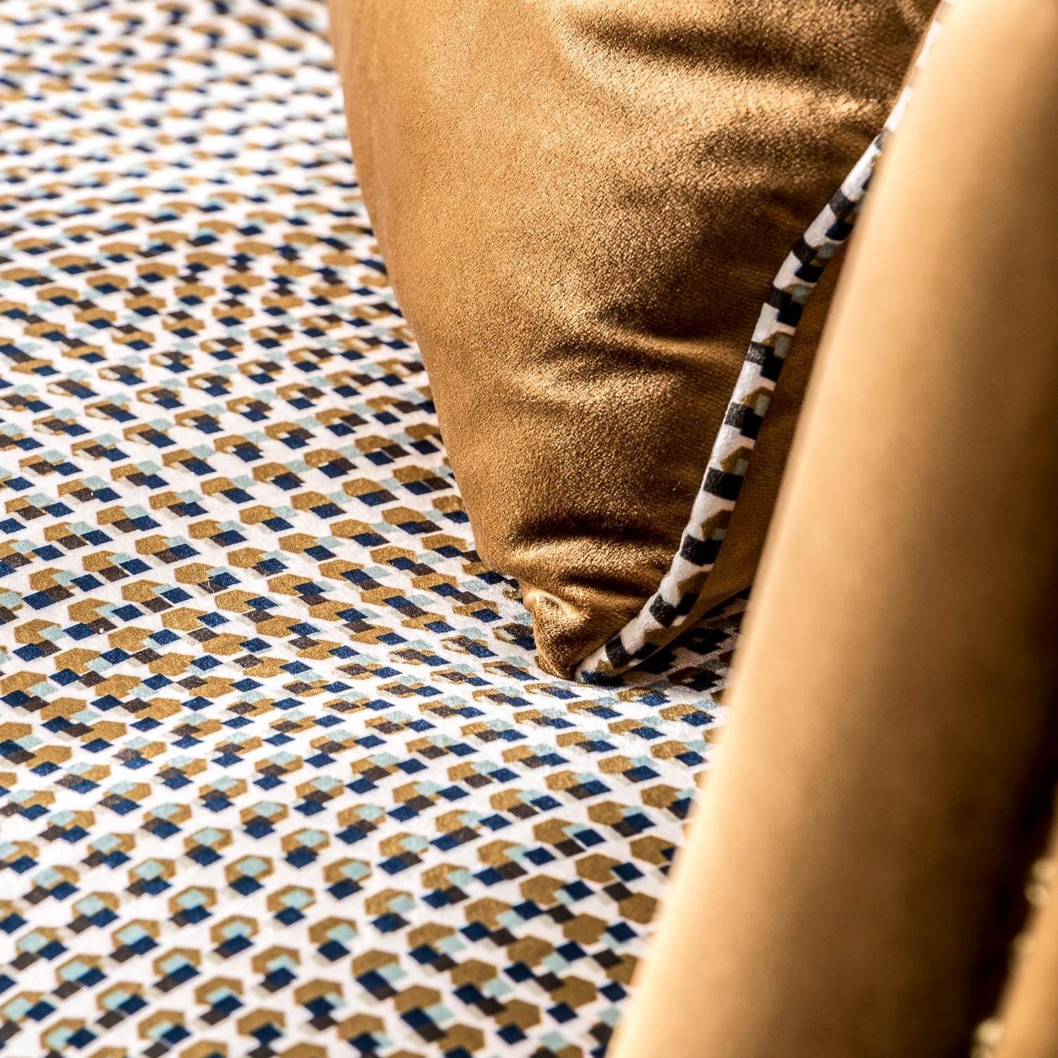 Padded Graphic Fabric And Velvet Sofa 1