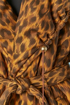Padded jacket with hood /collar and leopard print MOSCHINO Cheap & Chic