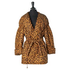 Giacca imbottita con cappuccio/colletto e stampa leopardata Moschino Cheap and Chic