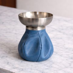 Gepolsterter Aschenbecher aus Leder und Metall von Poltrona Frau, Italien, 1970er Jahre