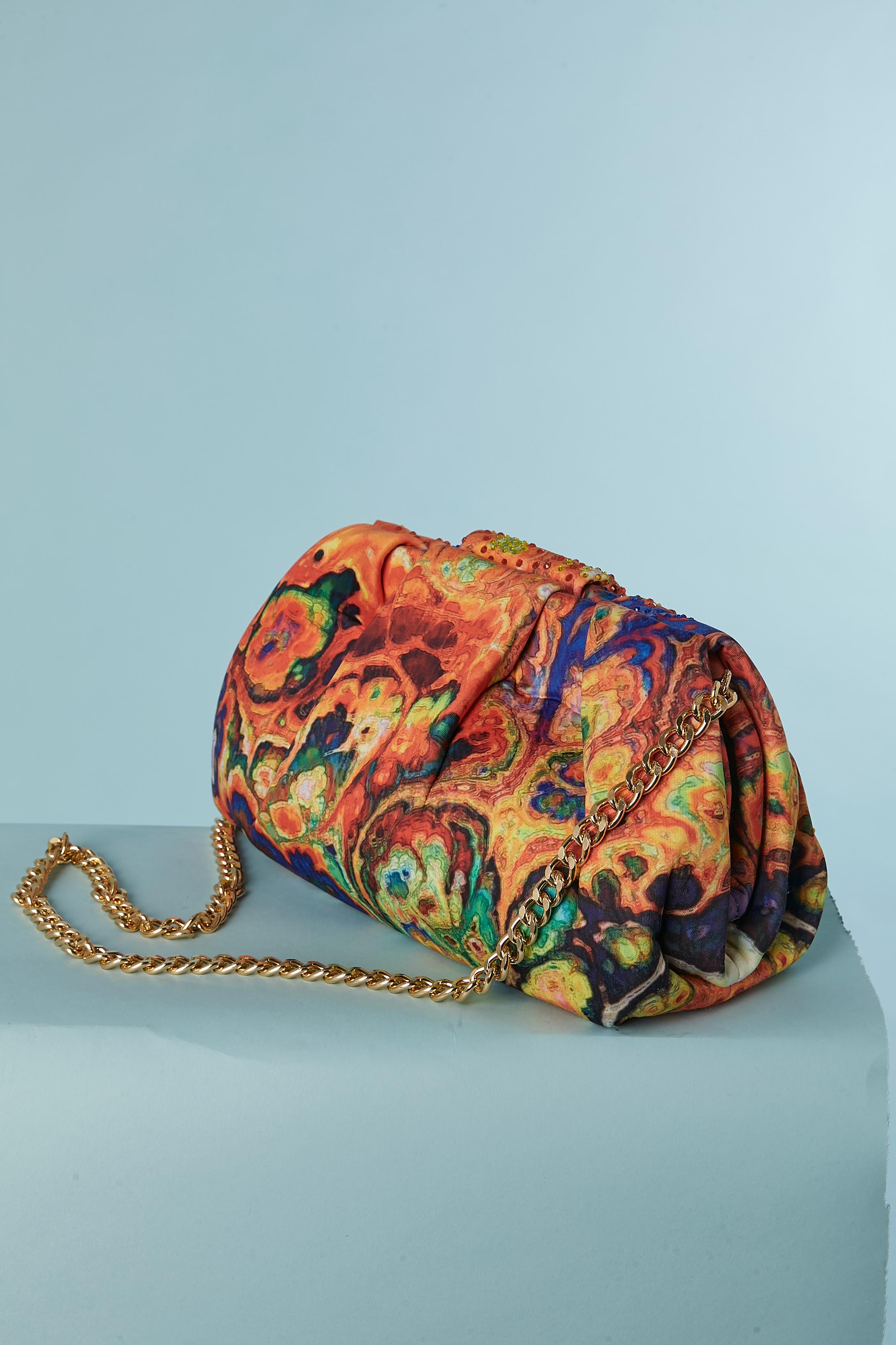 Bolso acolchado estampado con adorno de strass Gai Mattiolo Love to Love NUEVO Marrón en venta