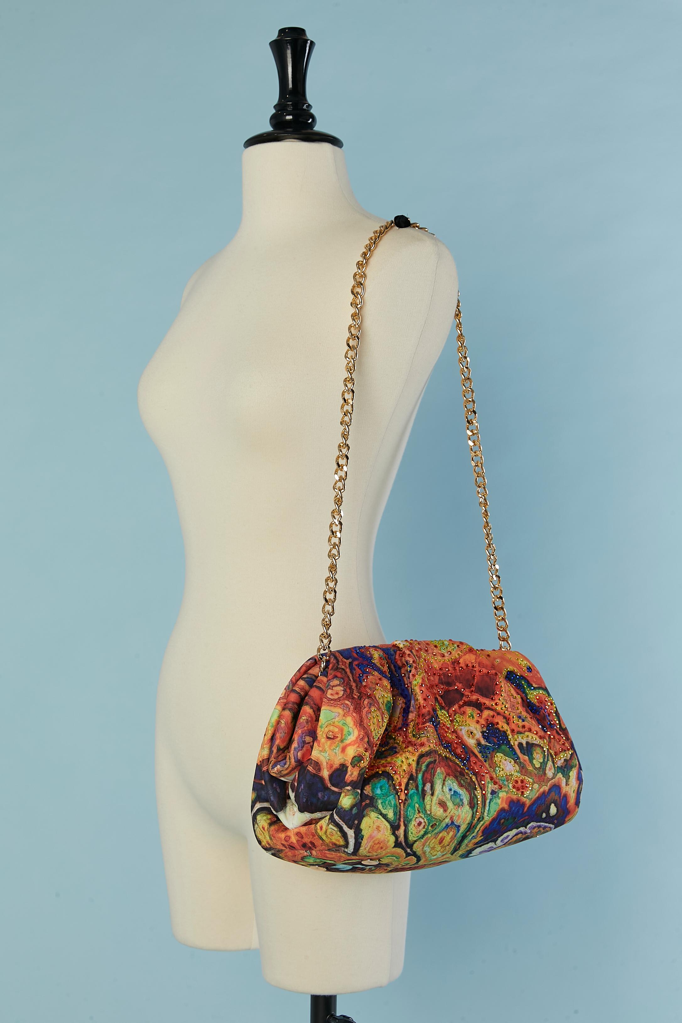 Bolso acolchado estampado con adorno de strass Gai Mattiolo Love to Love NUEVO en venta 1