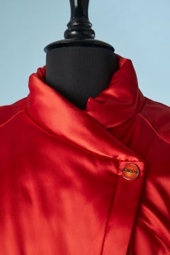 Padded satin double-breasted jacket with zip and snap closure Mugler Trademark