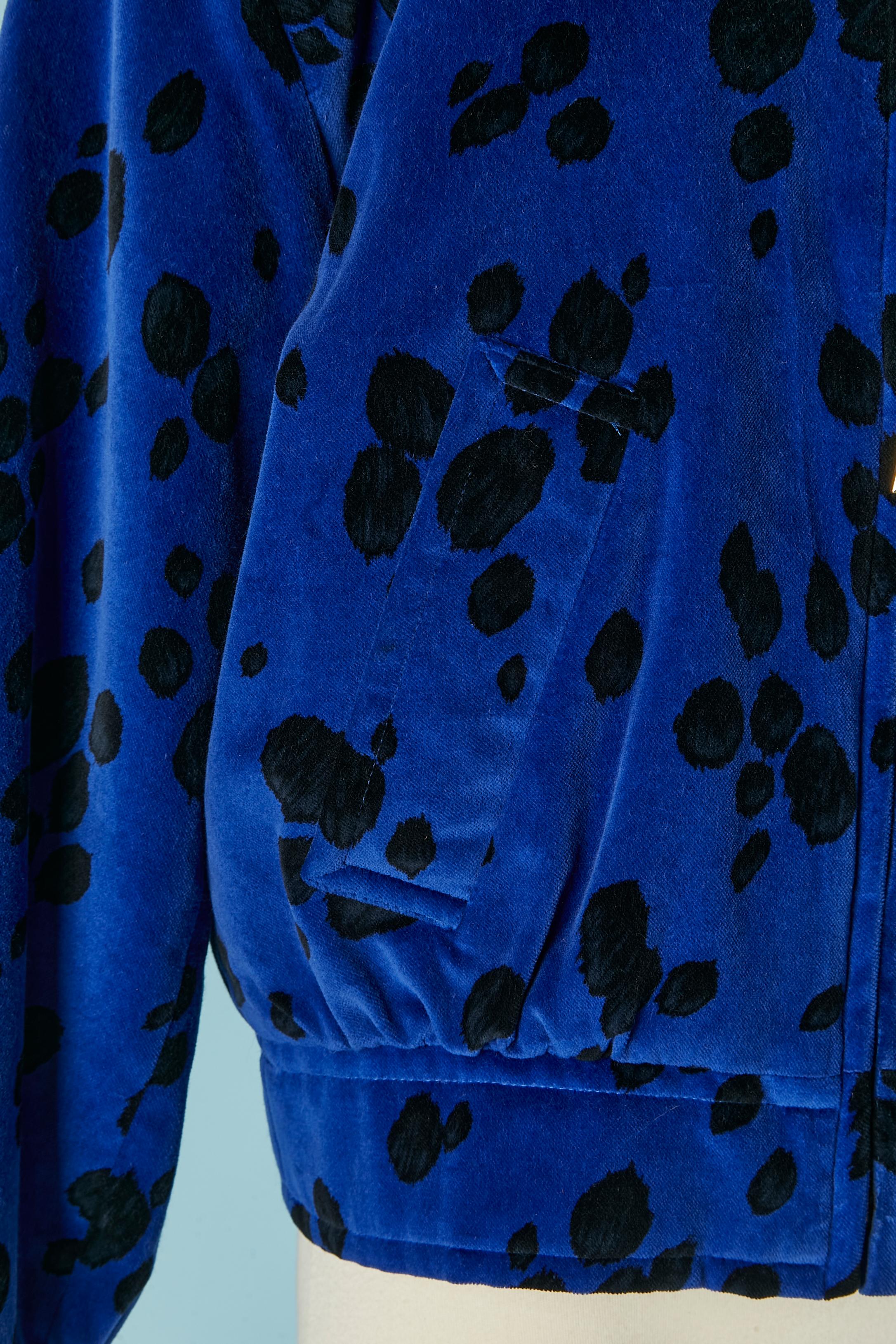 Padded velvet jacket with animal print ESCADA by Margaretha Ley In Excellent Condition For Sale In Saint-Ouen-Sur-Seine, FR