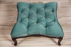 Padded Walnut Footstool from the Turn of the 19th-20th Centuries