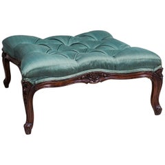 Padded Walnut Footstool from the Turn of the 19th-20th Centuries
