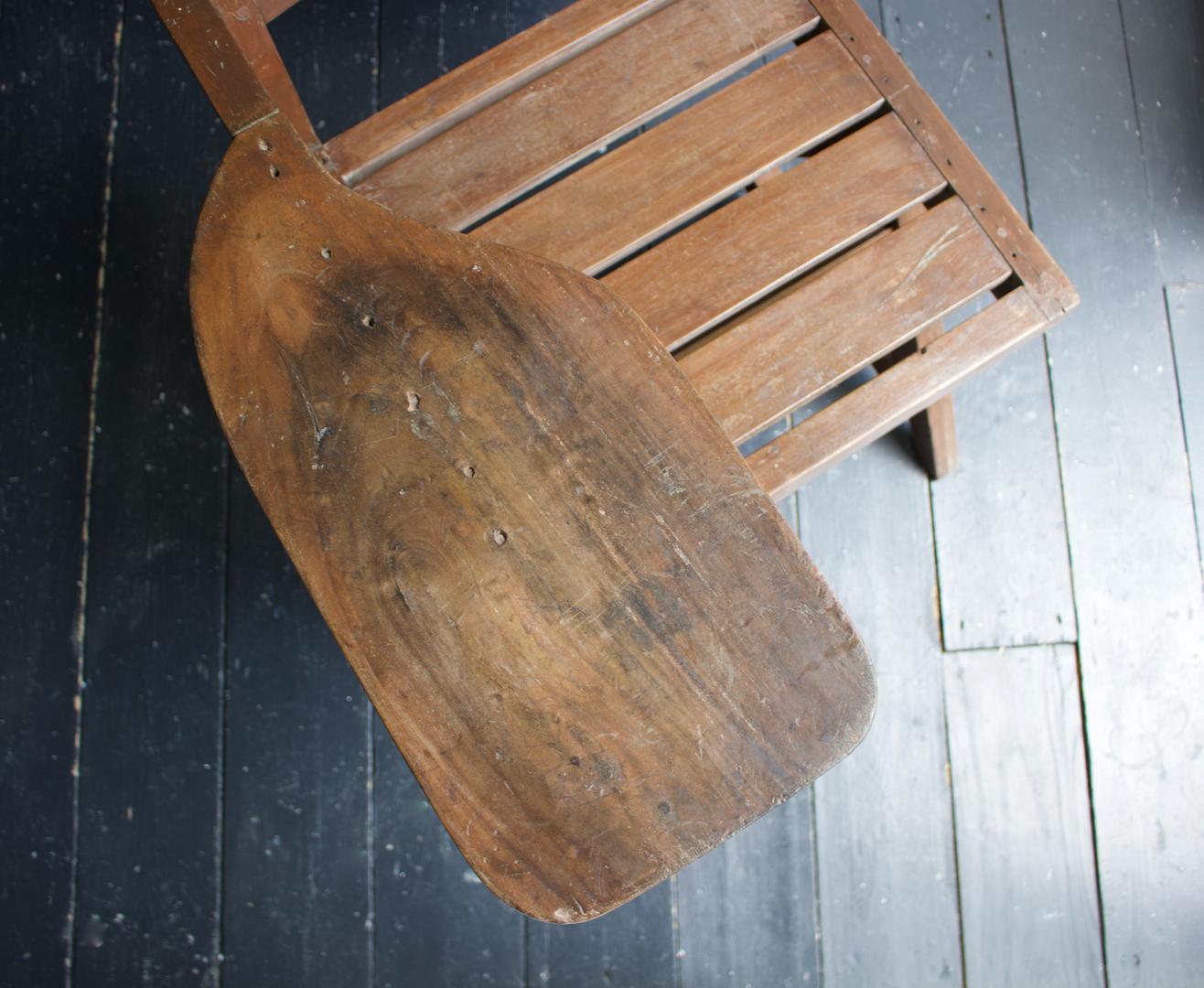Stained Paddle Arm Student Chair in Wood Attributed to Jeanneret For Sale