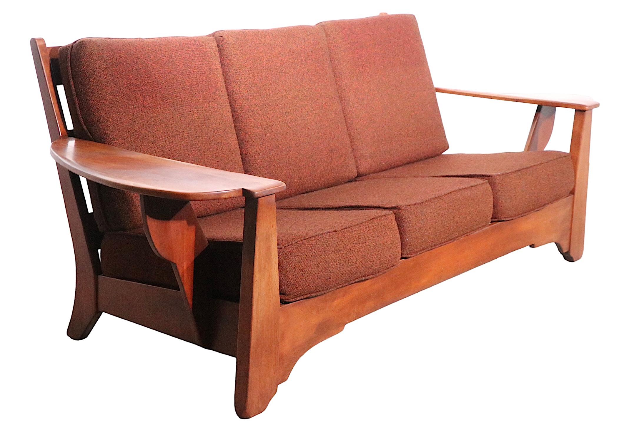 Paddle Arm Cushman Colonial Creations Sofa designed by Herman de Vries 1940s/50s 3