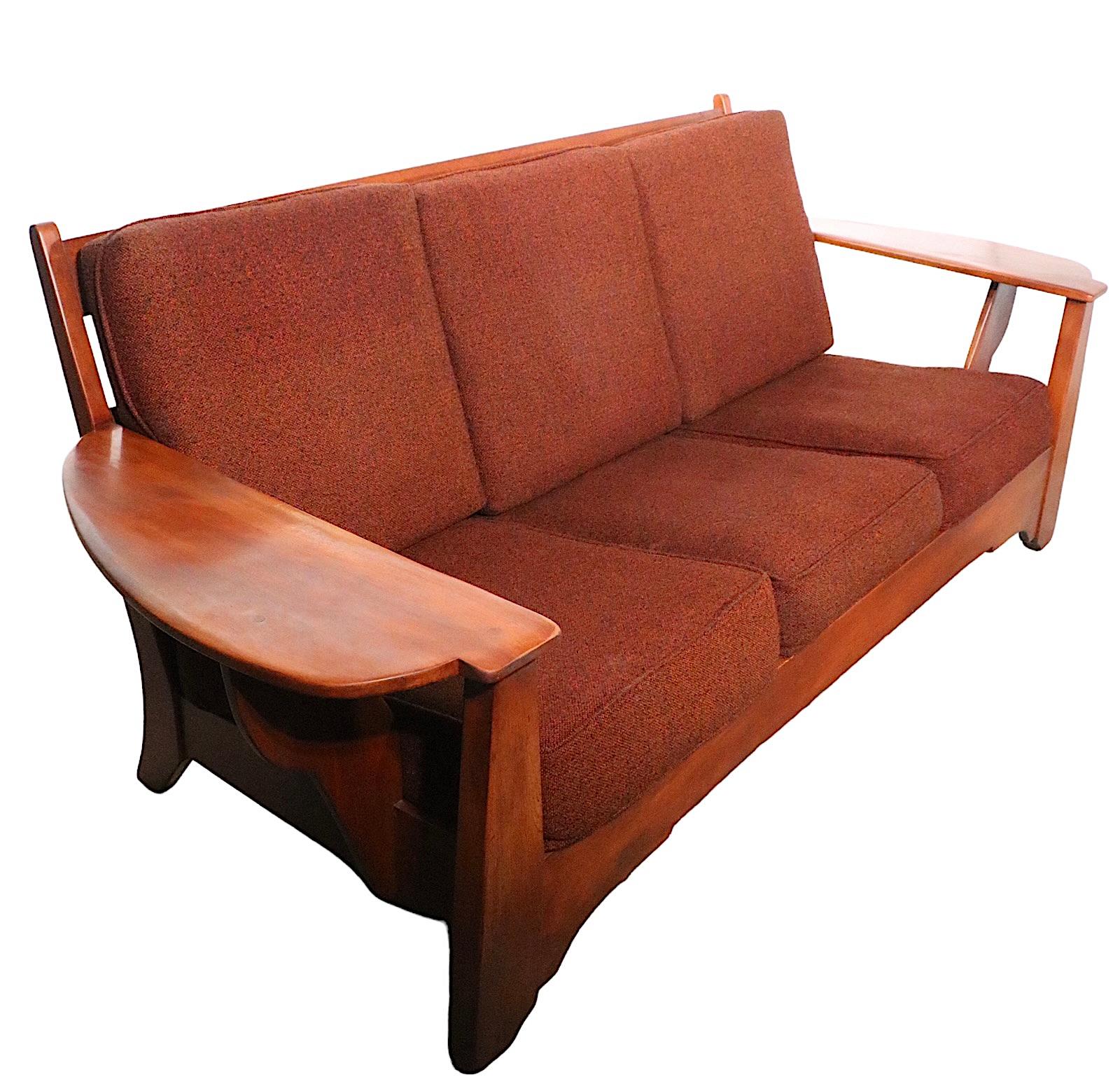 Paddle Arm Cushman Colonial Creations Sofa designed by Herman de Vries 1940s/50s 6