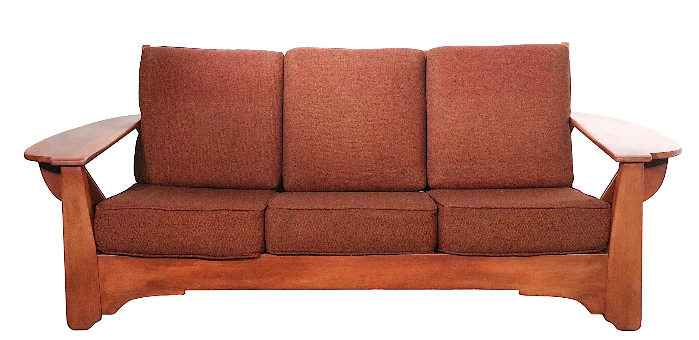 Paddle Arm Cushman Colonial Creations Sofa designed by Herman de Vries 1940s/50s 9