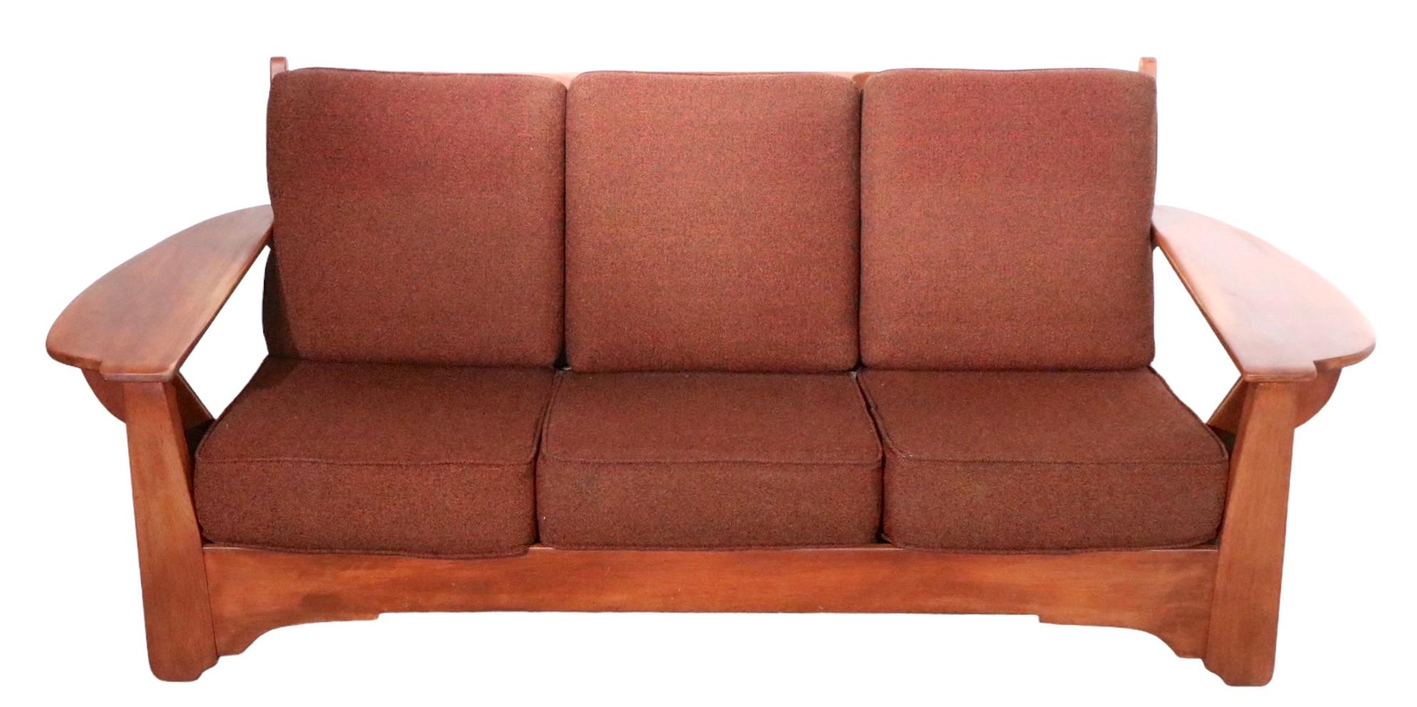 Paddle Arm Cushman Colonial Creations Sofa designed by Herman de Vries 1940s/50s 10