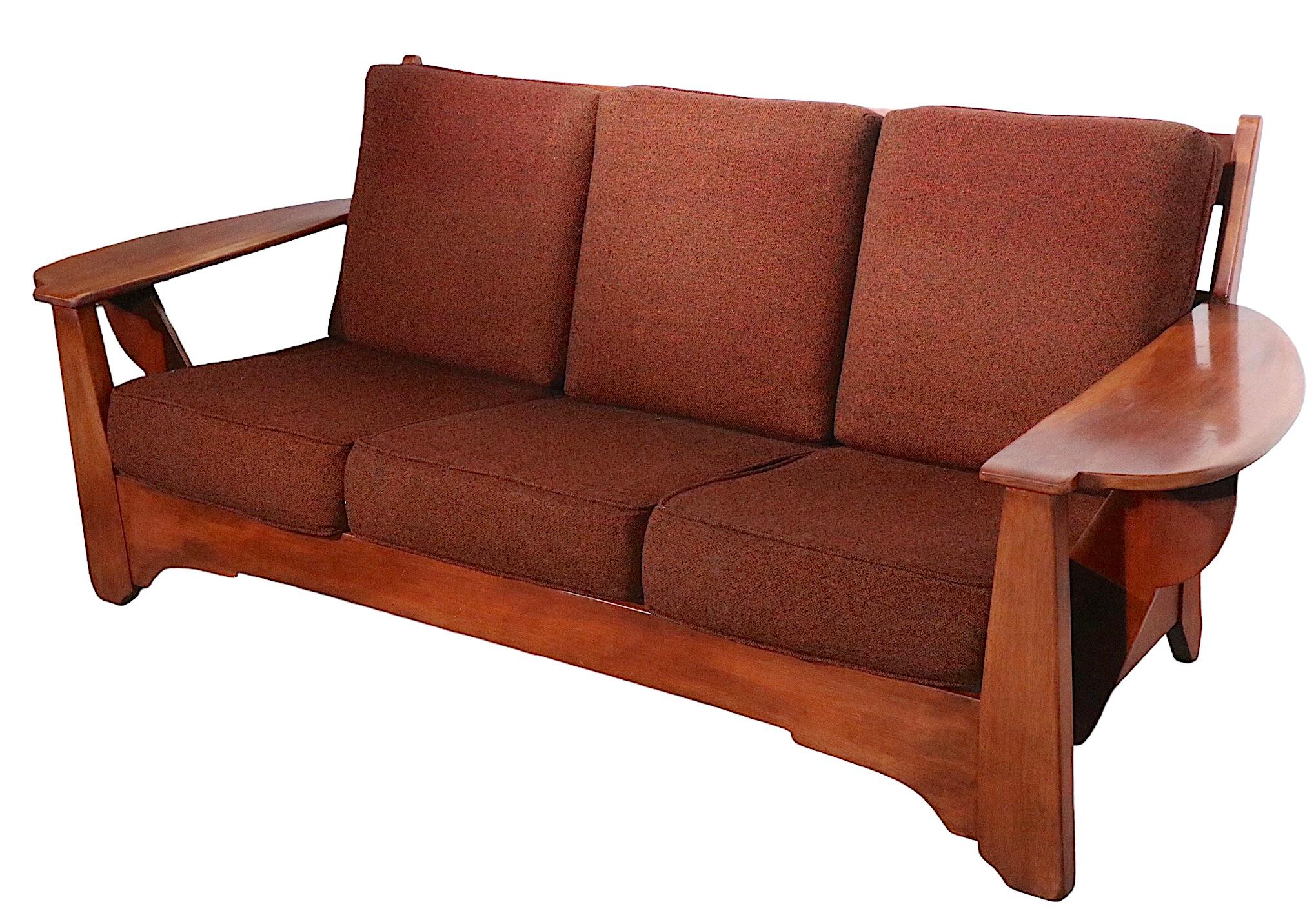 Paddle Arm Cushman Colonial Creations Sofa designed by Herman de Vries 1940s/50s In Good Condition In New York, NY
