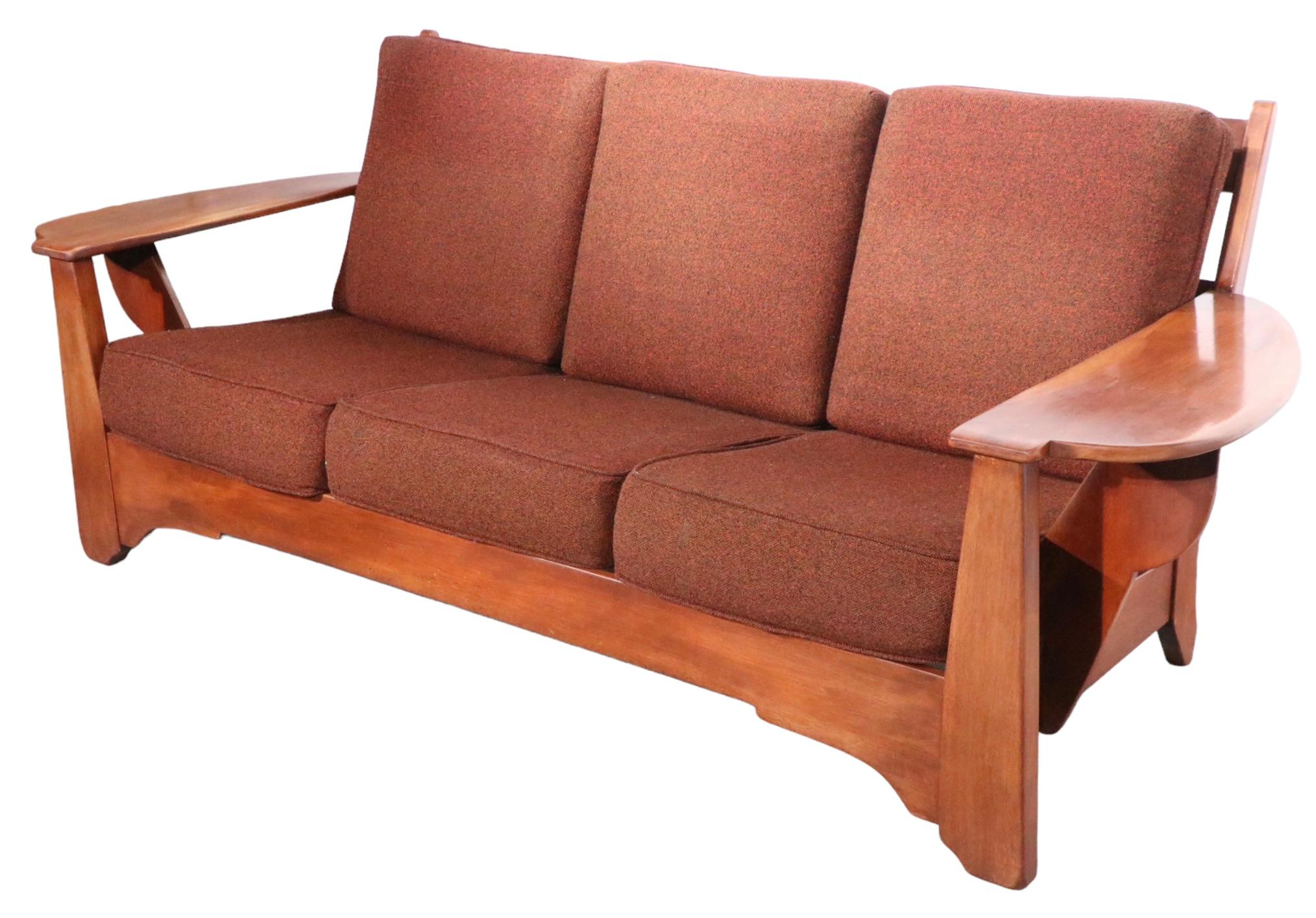 20th Century Paddle Arm Cushman Colonial Creations Sofa designed by Herman de Vries 1940s/50s