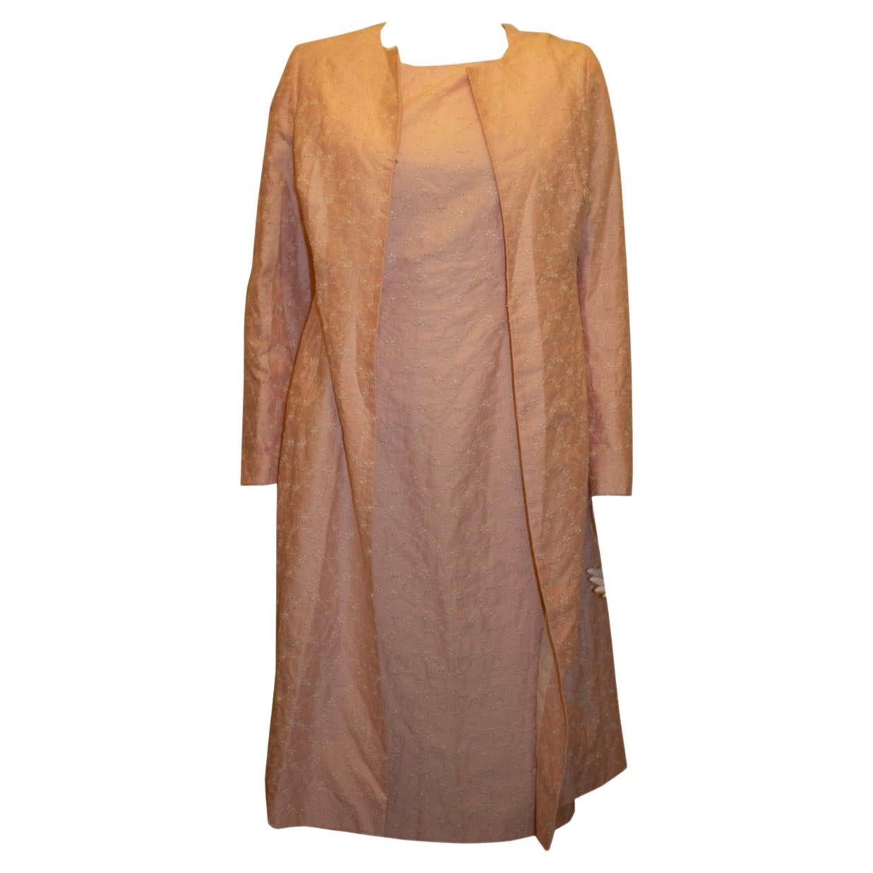Paddy Campbell Pink and White Broderie Anglaise Dress and Coat outfit For Sale