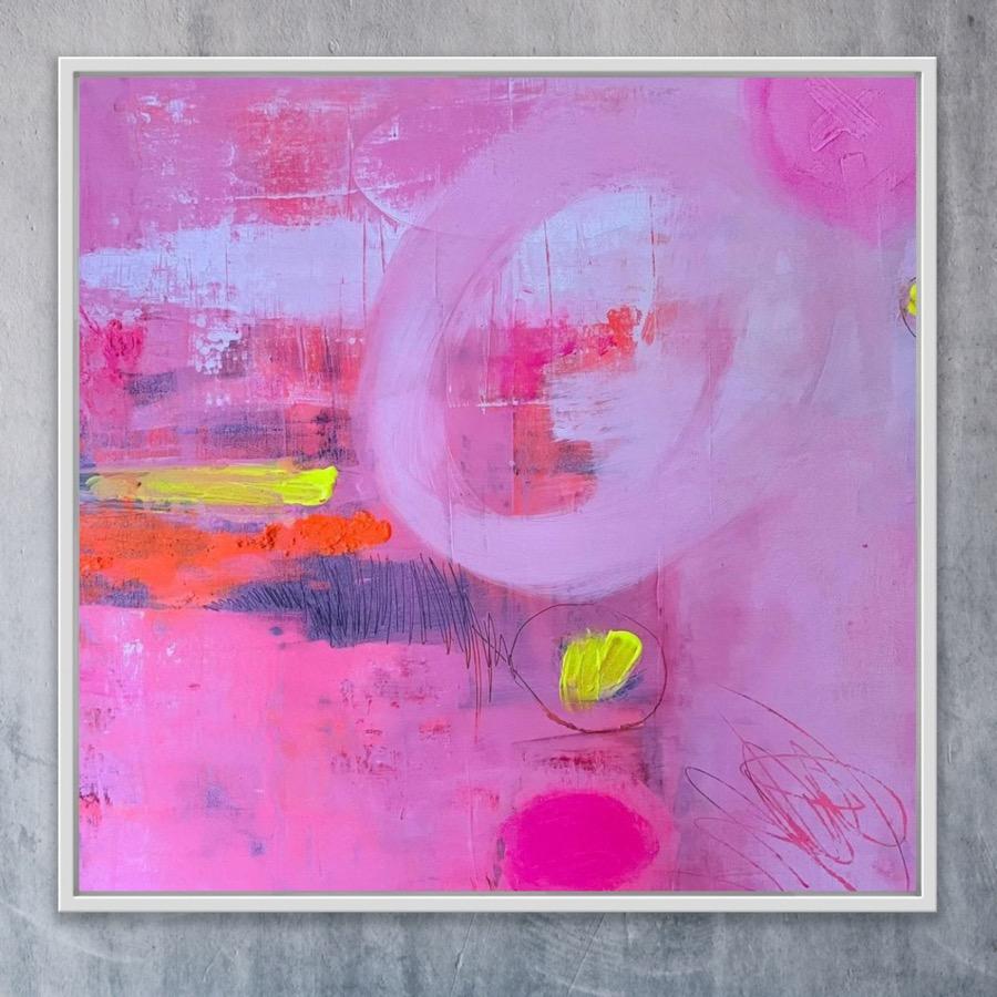 "Blush & Beauty", colorful abstract expressionist mixed media painting on canvas - Mixed Media Art by Paddy Cohn