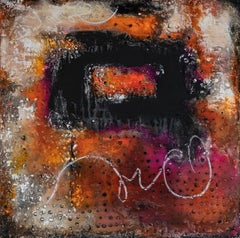 „Riveted“ – strukturiertes, farbenprächtiges abstraktes Gemälde in Mischtechnik, 2020  
